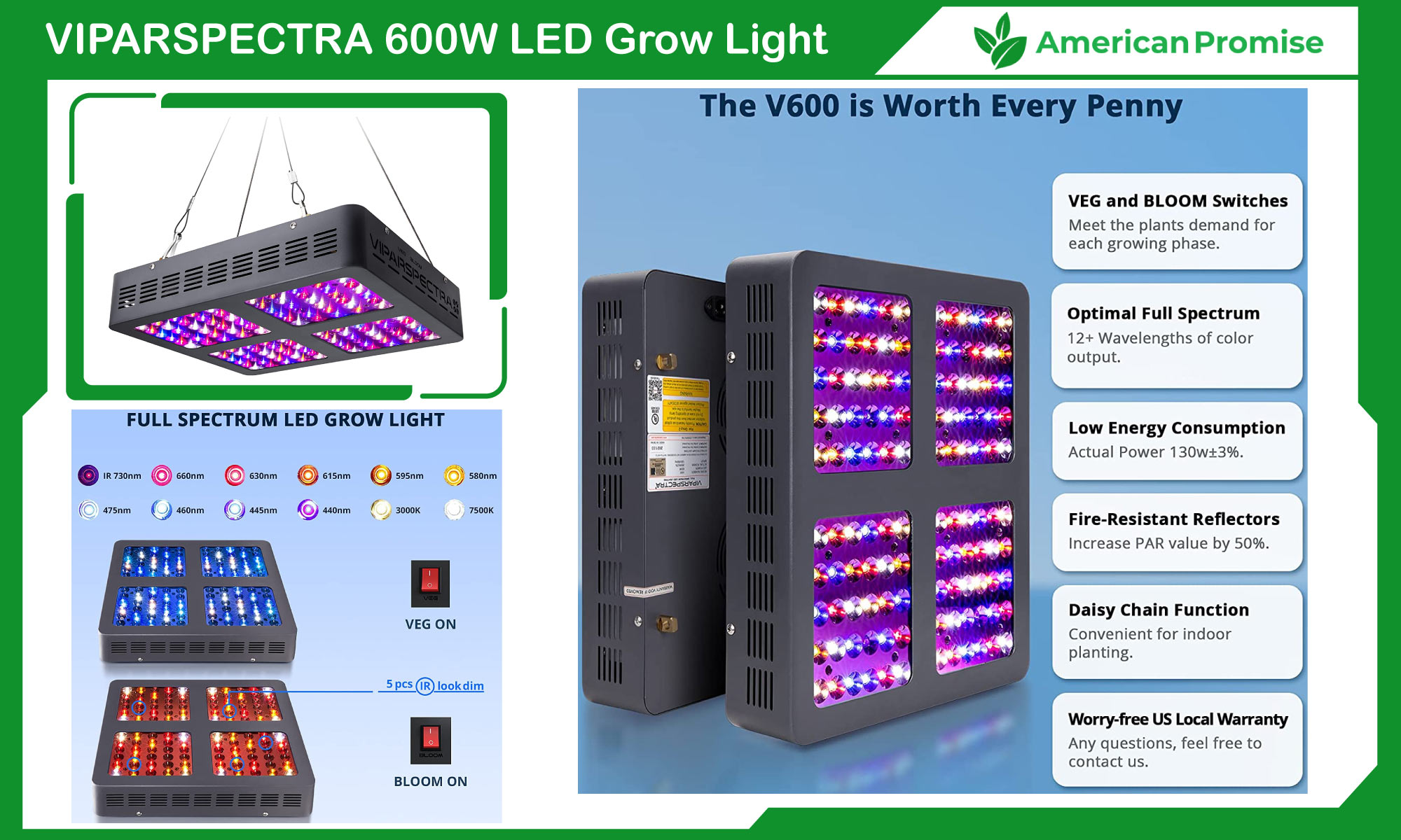 VIPARSPECTRA 600W LED Grow Light