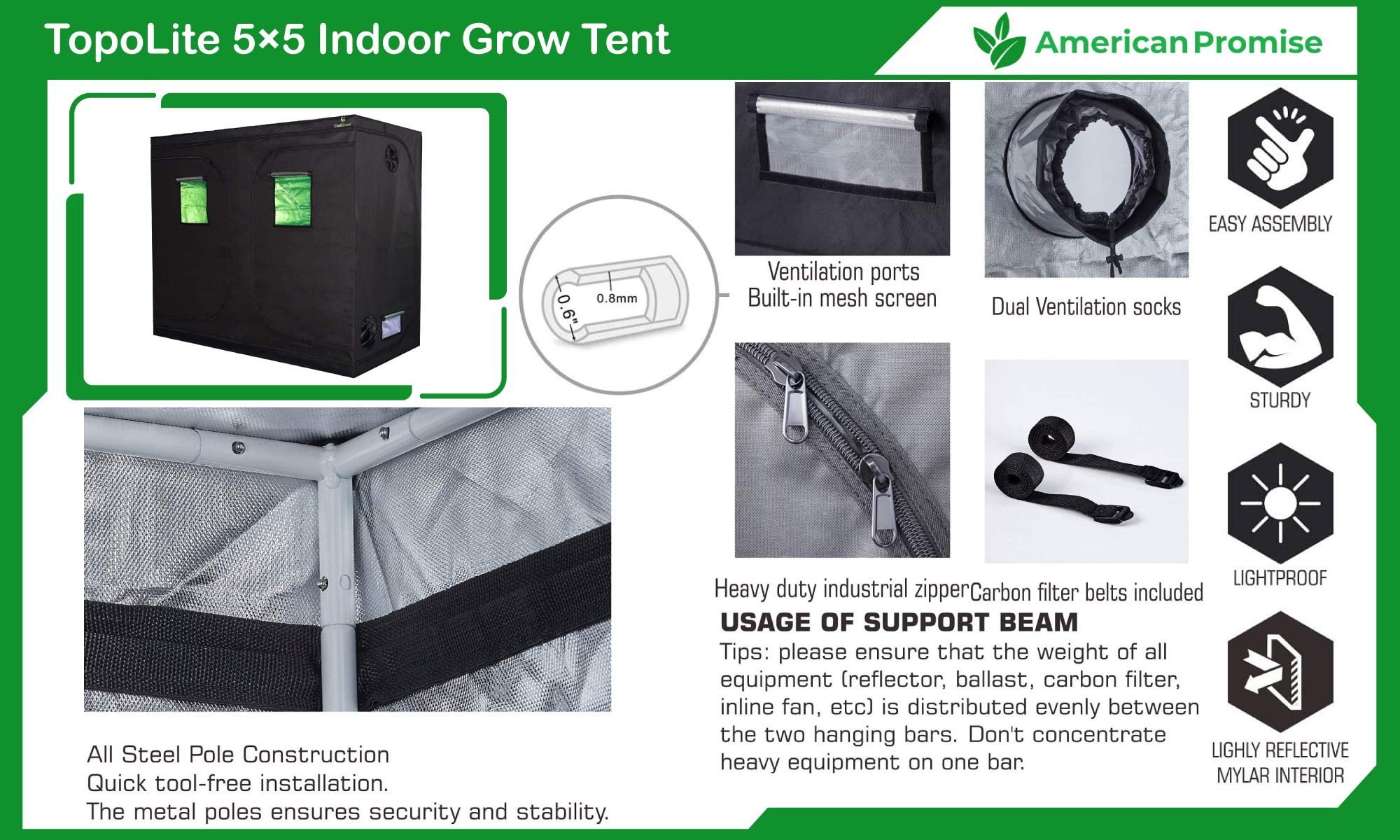 TopoLite 5×5 Indoor Grow Tent