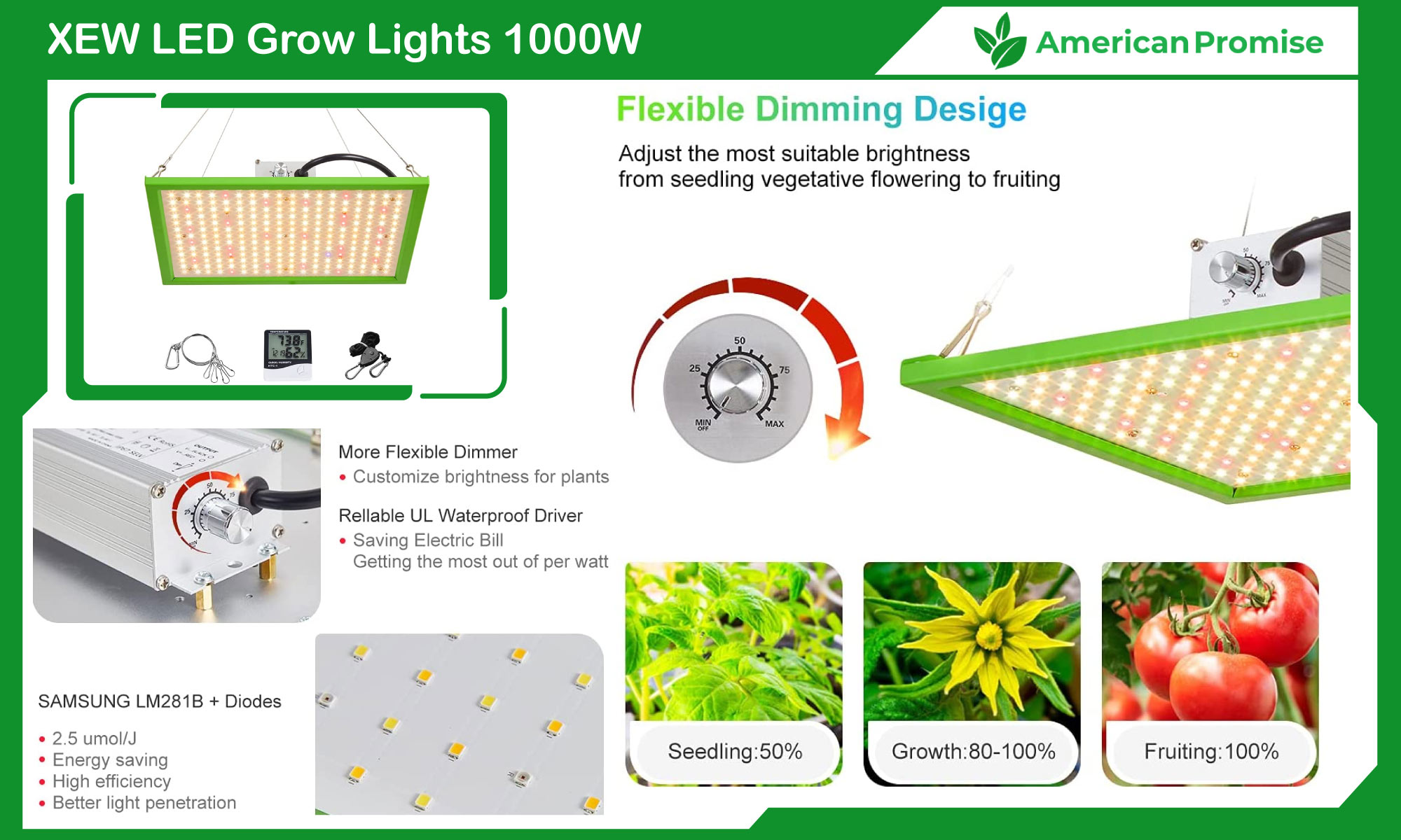 XEW LED Grow Lights 1000W