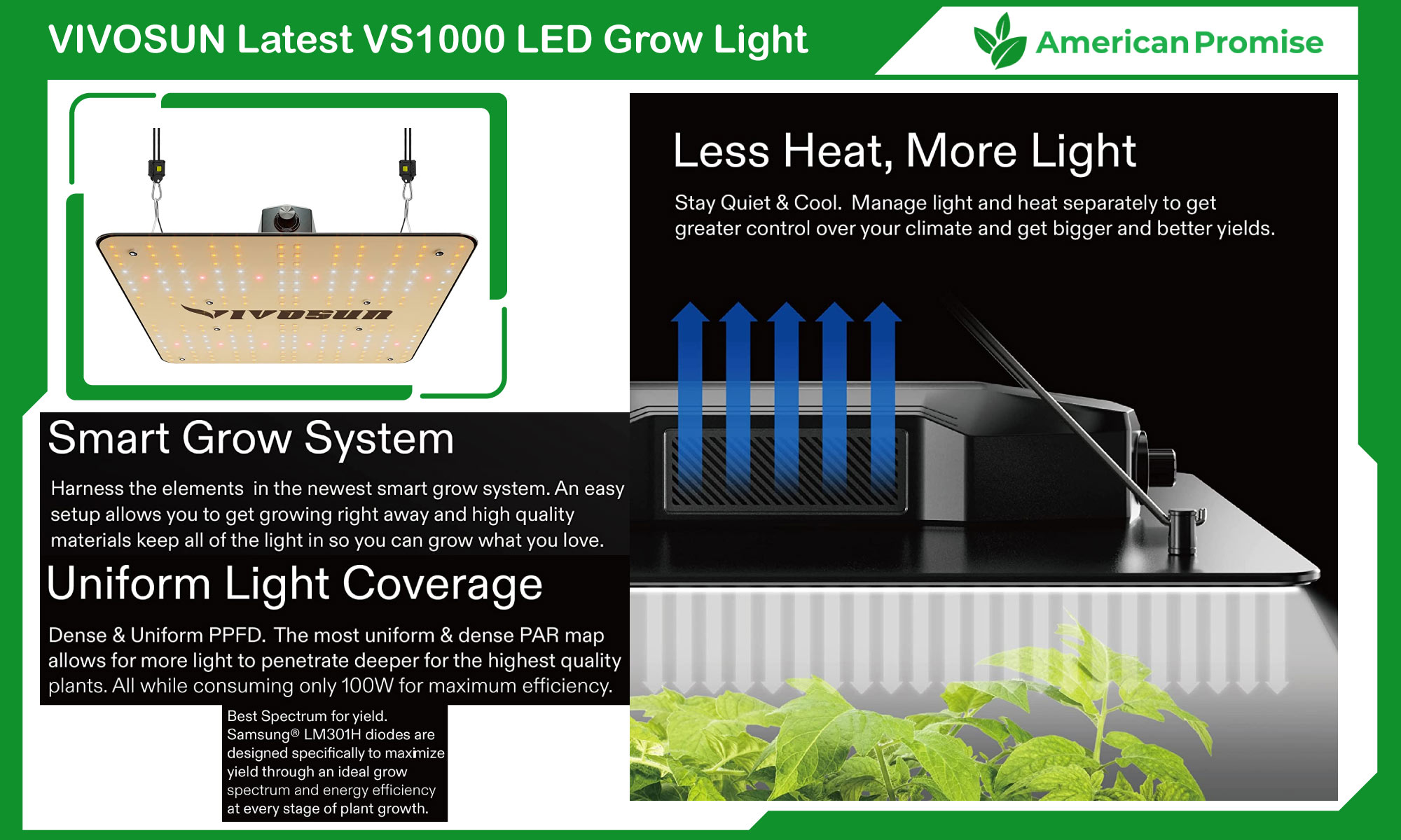 VIVOSUN Latest VS1000 LED Grow Light
