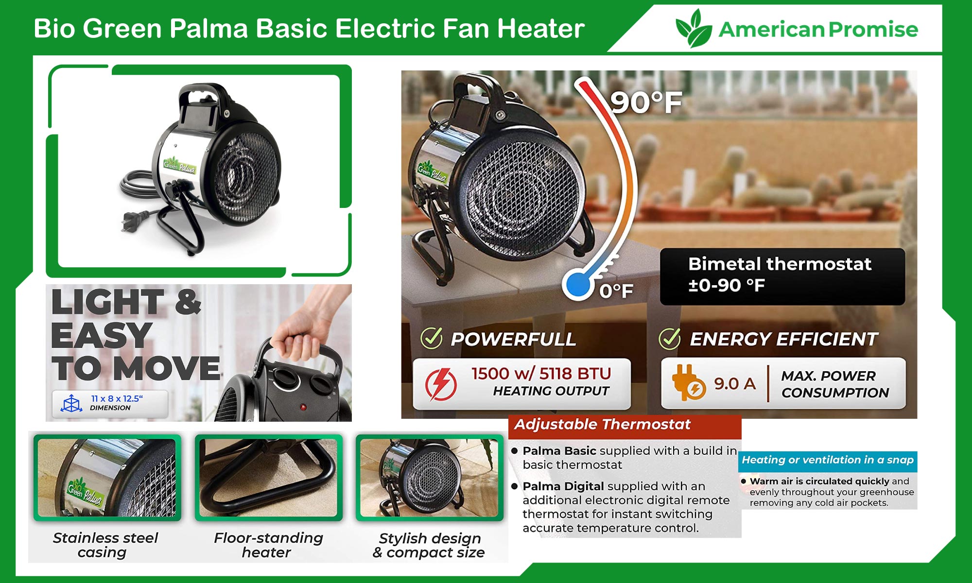 Bio Green Palma Basic Electric Fan Heater