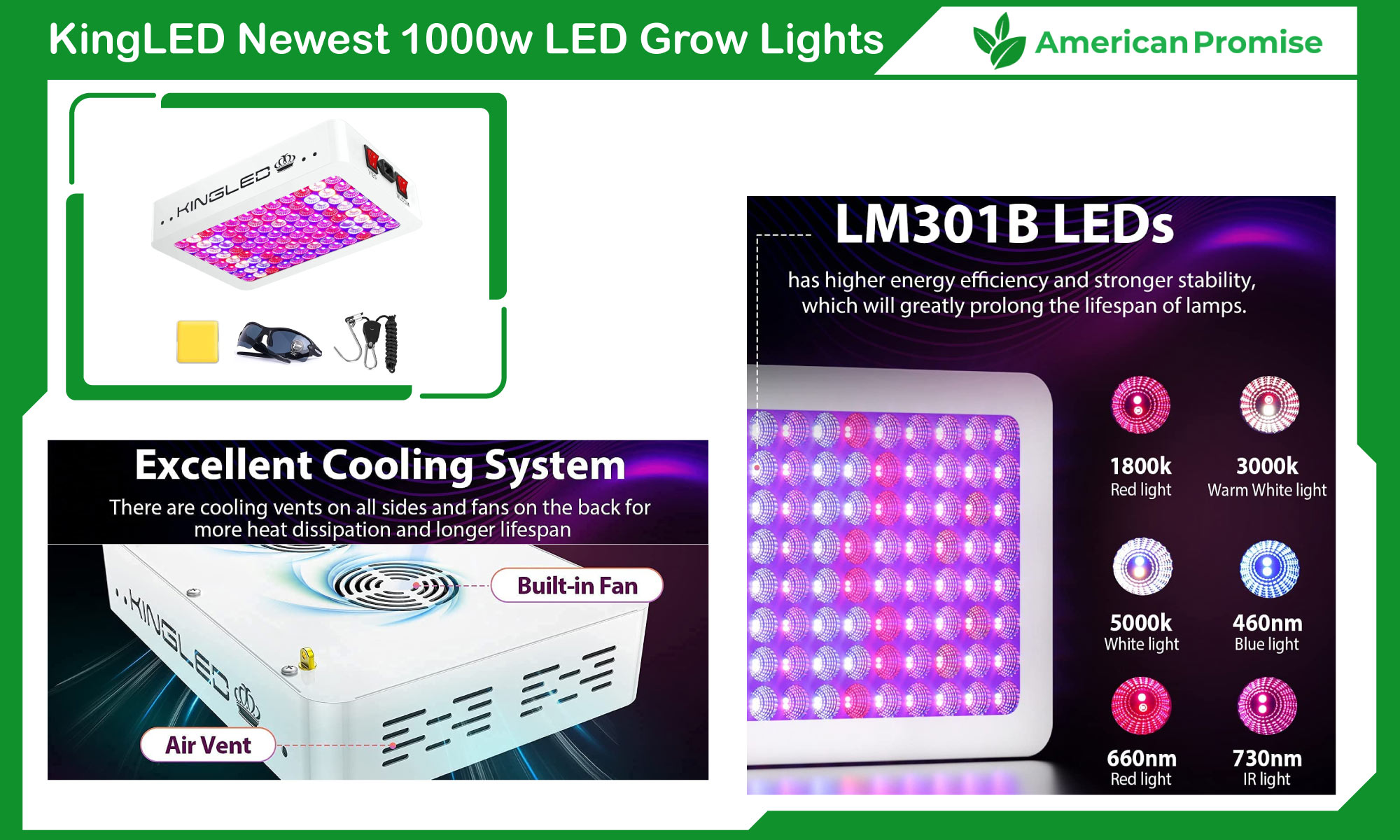KingLED Newest 1000w LED Grow Lights